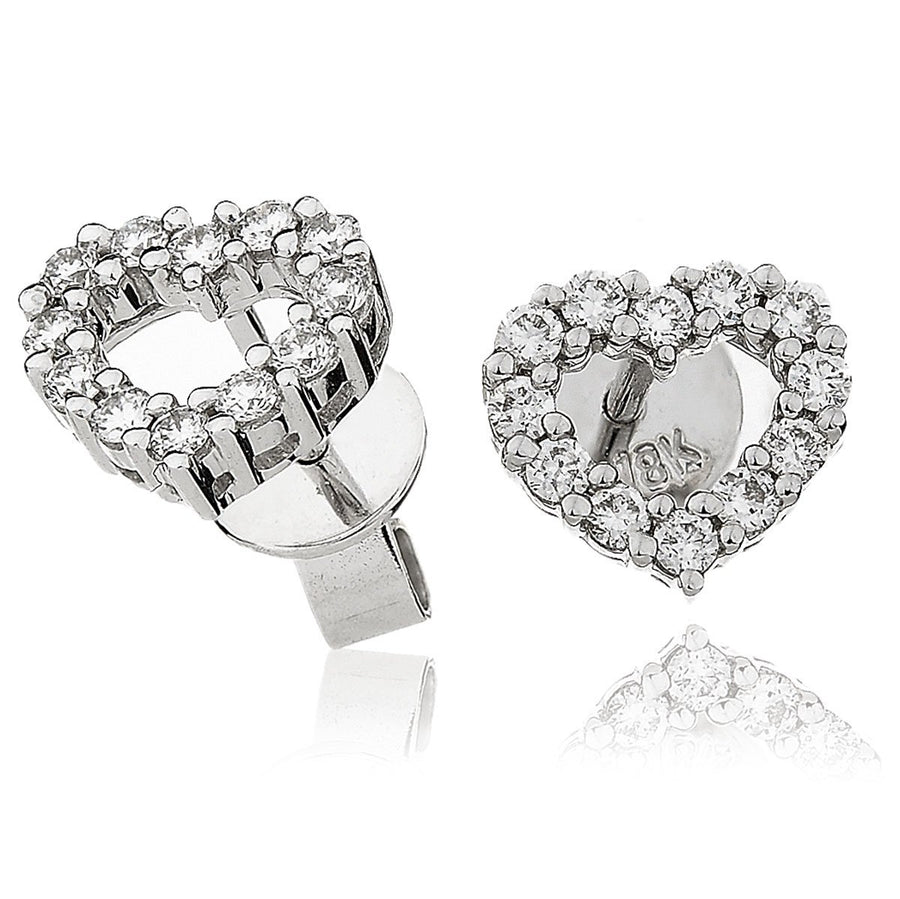 Diamond Open Heart Earrings 0.33ct F VS Quality in 18k White Gold - My Jewel World