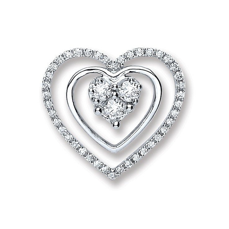 Diamond Open Heart Pendant Necklace 0.40ct H-SI in 18K White Gold - My Jewel World