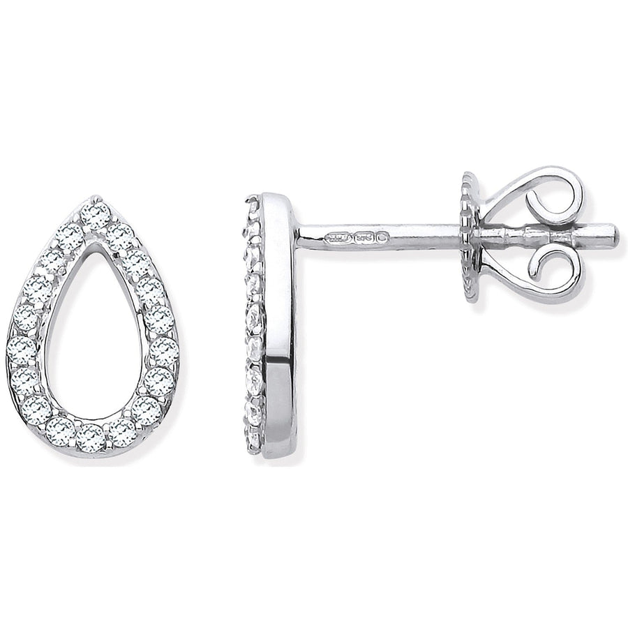 Diamond Open Tear Drop Earrings 0.15ct H-SI Quality 9K White Gold - My Jewel World