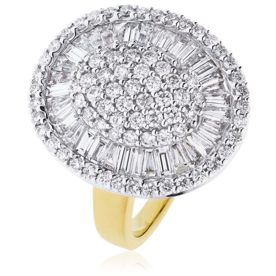 Diamond Oval Fancy Cluster Ring 2.00ct F-VS Quality in 18k Yellow Gold - My Jewel World