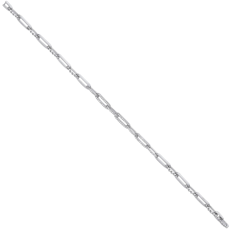 Diamond Paper Clip Bracelet 7.5 Inch 0.42ct H-SI in 9K White Gold - My Jewel World