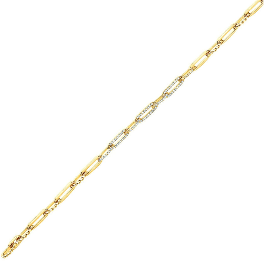 Diamond Paper Clip Bracelet 7.5 Inch 0.42ct H-SI in 9K Yellow Gold - My Jewel World