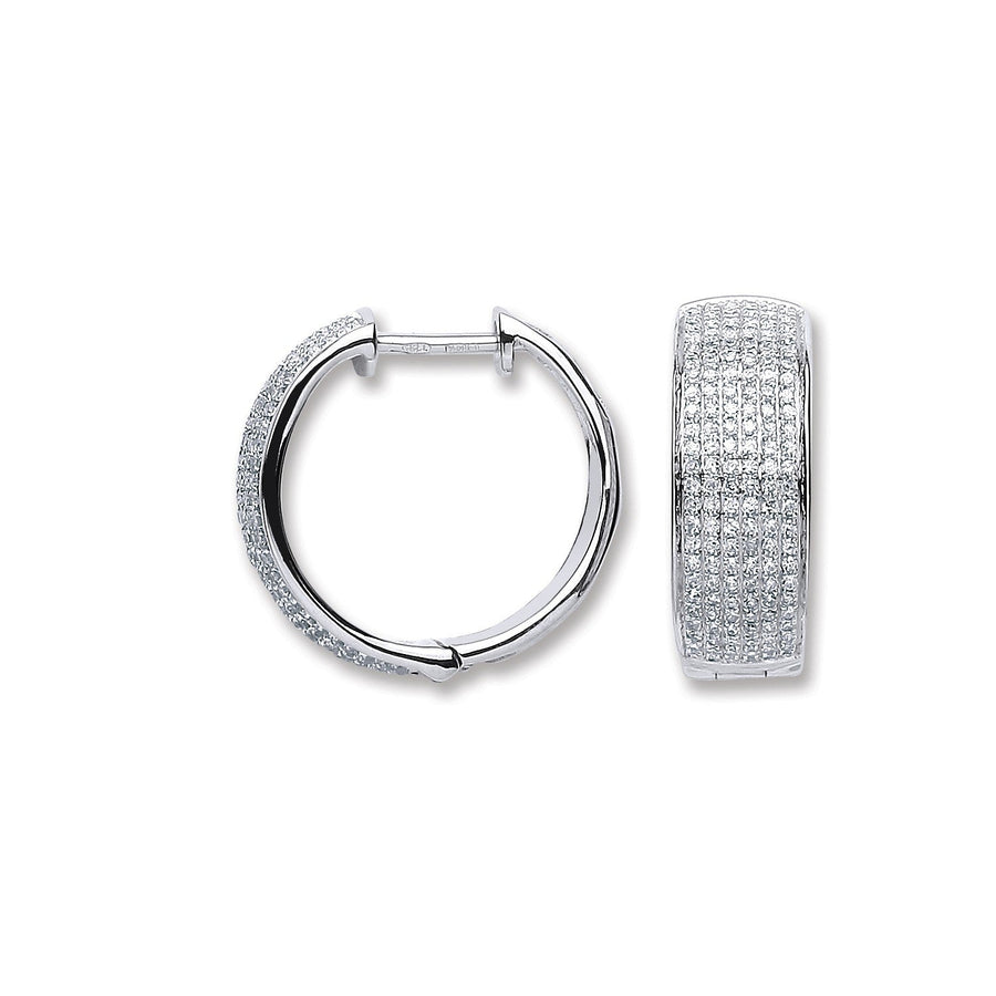 Diamond Pave Hoop Earrings 0.55ct H-SI Quality 18K White Gold - My Jewel World