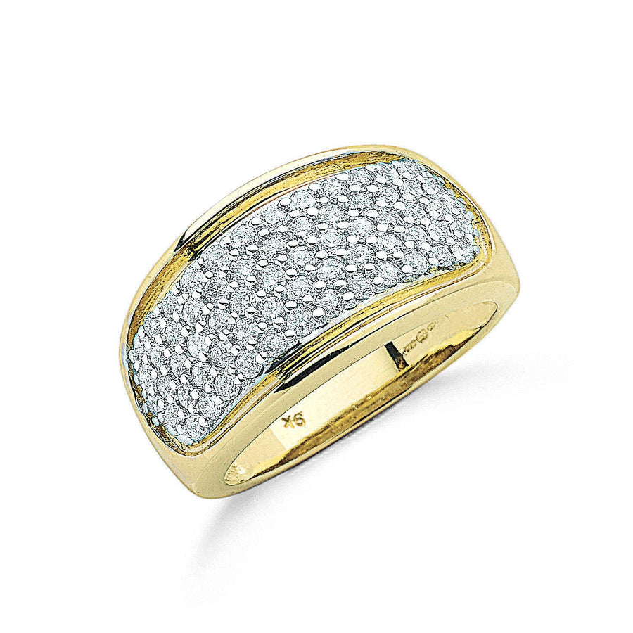 Diamond Pave Ring 1.00ct H-SI Quality in 9K Yellow Gold - My Jewel World