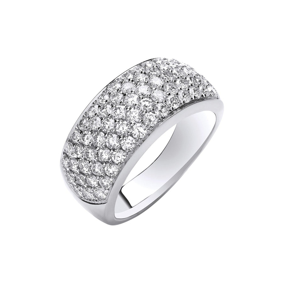 Diamond Pave Ring 1.60ct H-SI Quality in 18K White Gold - My Jewel World