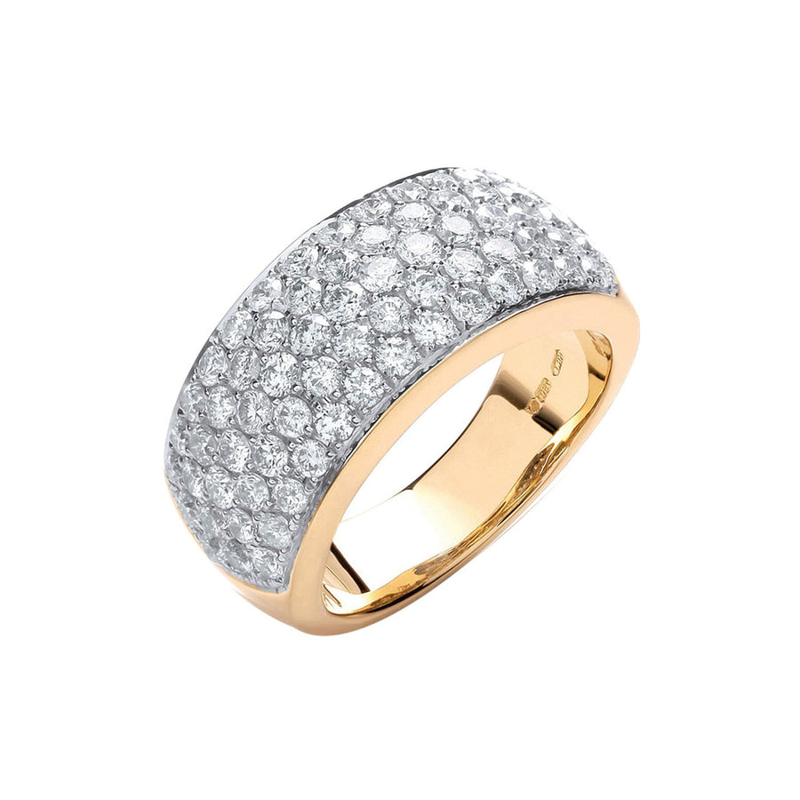 Diamond Pave Ring 1.60ct H-SI Quality in 18K Yellow Gold - My Jewel World