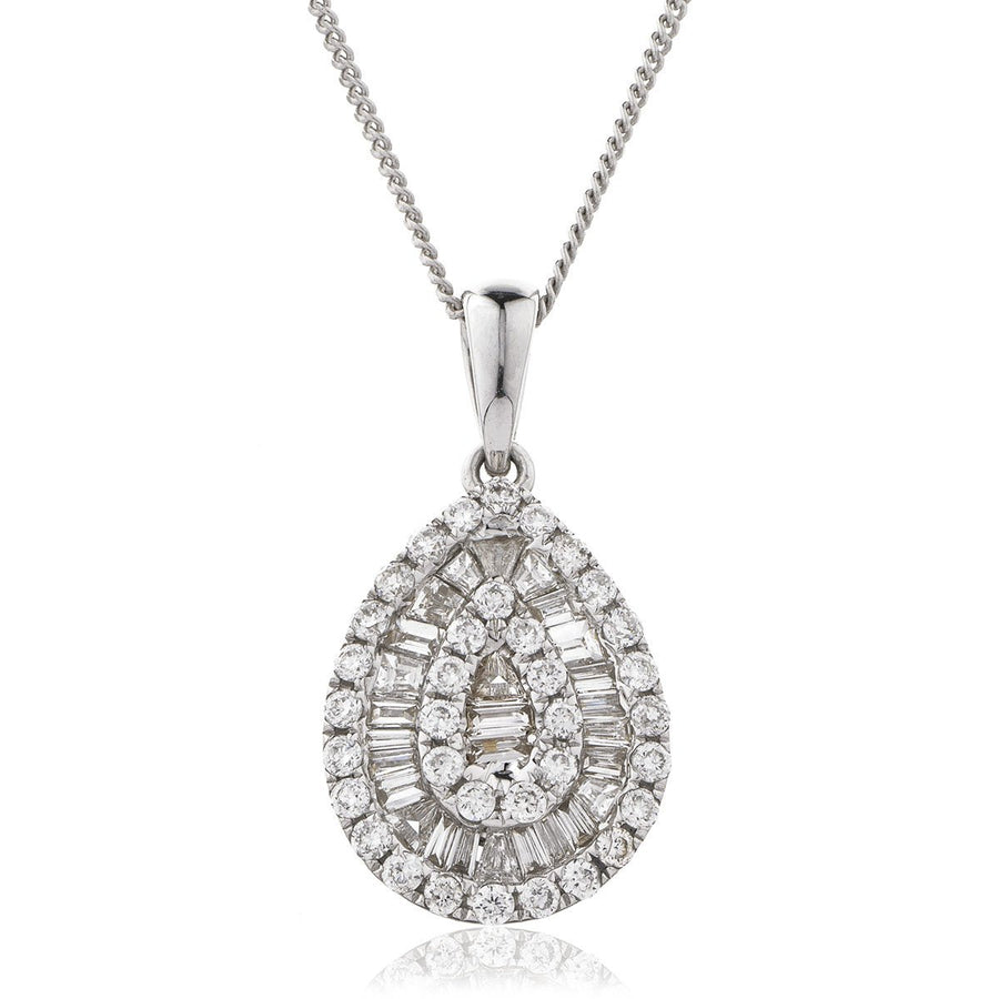 Diamond Pear Shape Pendant Necklace 0.40ct F VS Quality in 18k White Gold - My Jewel World