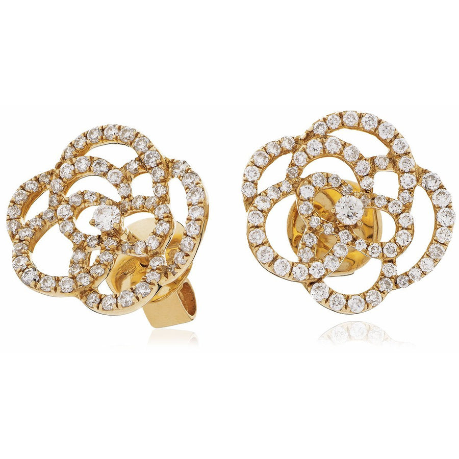 Diamond Rose Cluster Earrings 0.70ct F VS Quality in 18k Rose Gold - My Jewel World