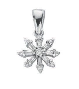 Diamond Snow Flake Pendant Necklace 0.25ct H-SI in 9K White Gold - My Jewel World