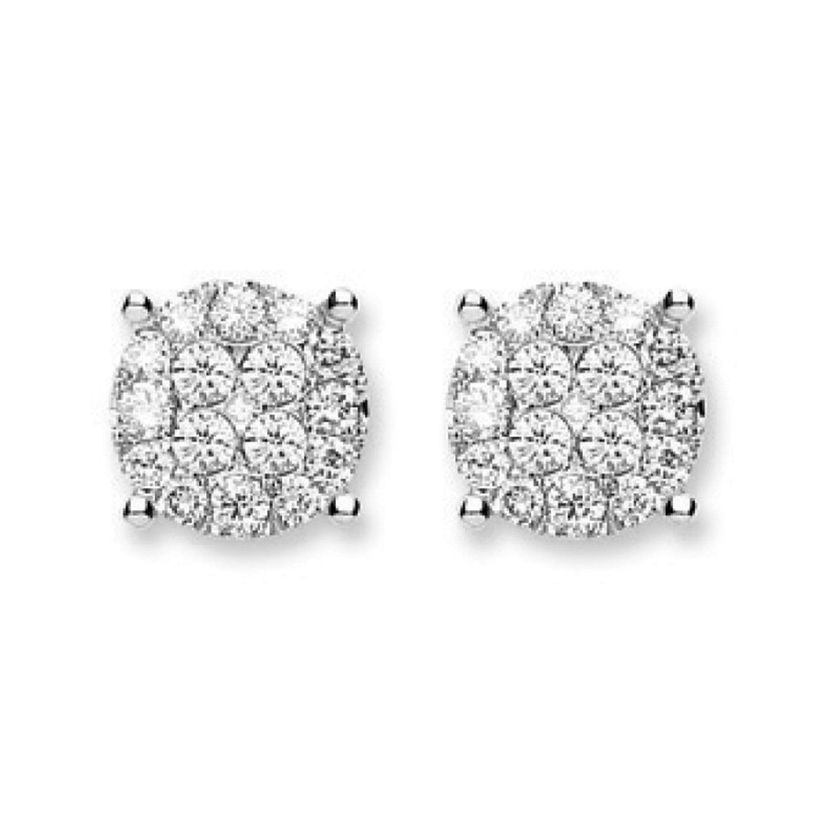 Diamond Solitaire Cluster Earrings 0.50ct H-SI Quality 18k White Gold - My Jewel World