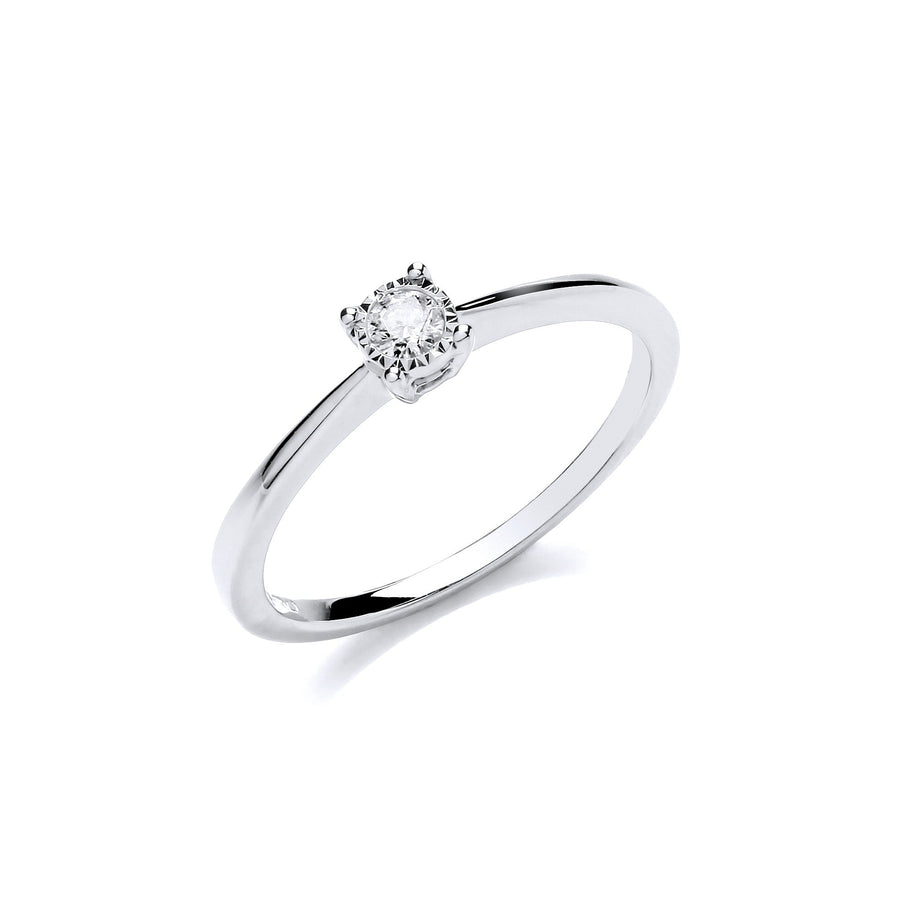 Diamond Solitaire Engagement Ring 0.10ct H-SI in 9K White Gold - My Jewel World