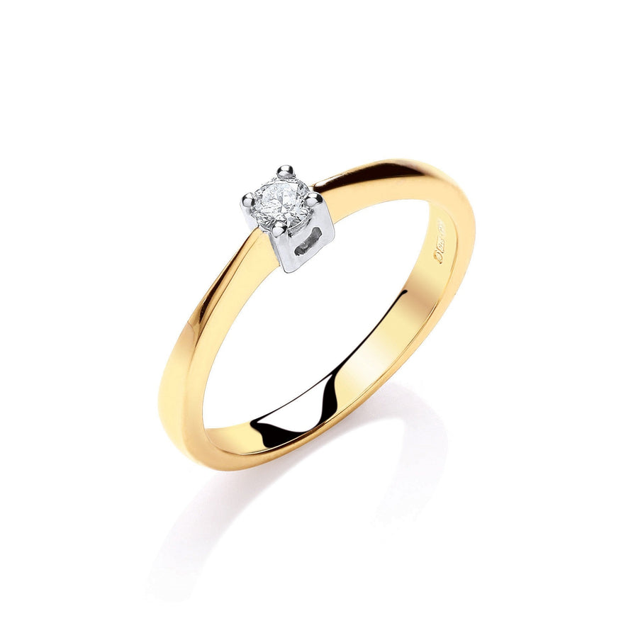 Diamond Solitaire Engagement Ring 0.10ct H-SI in 9K Yellow Gold - My Jewel World