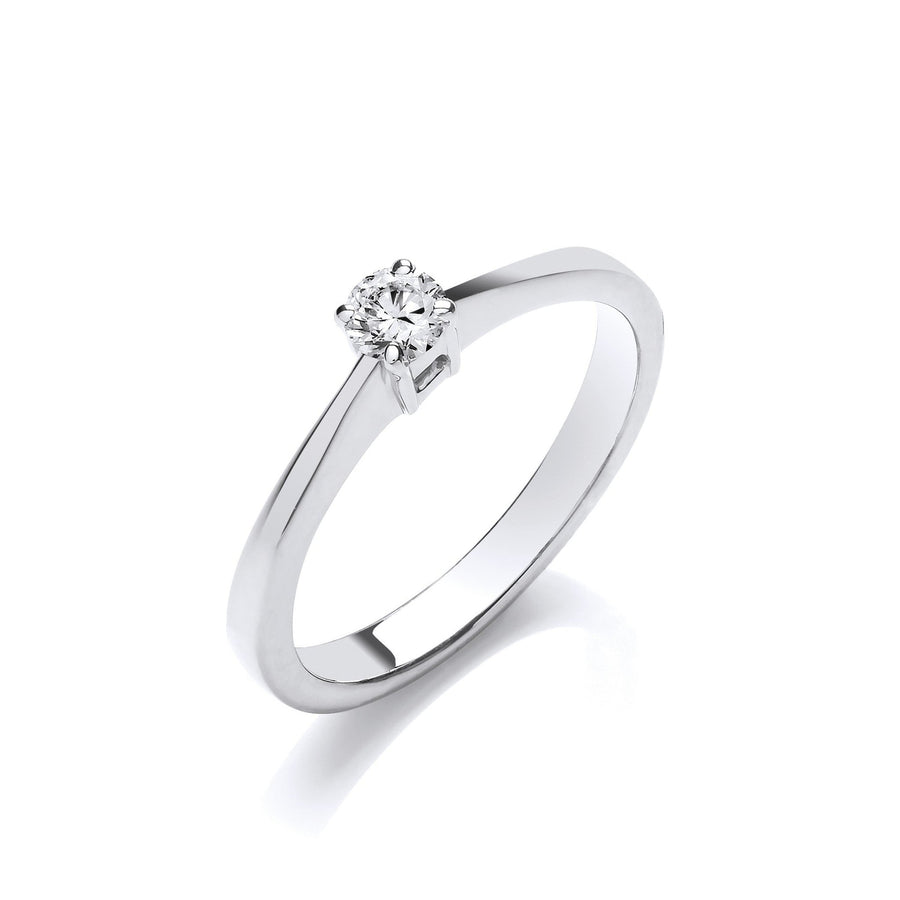 Diamond Solitaire Engagement Ring 0.15ct H-SI in 9K White Gold - My Jewel World