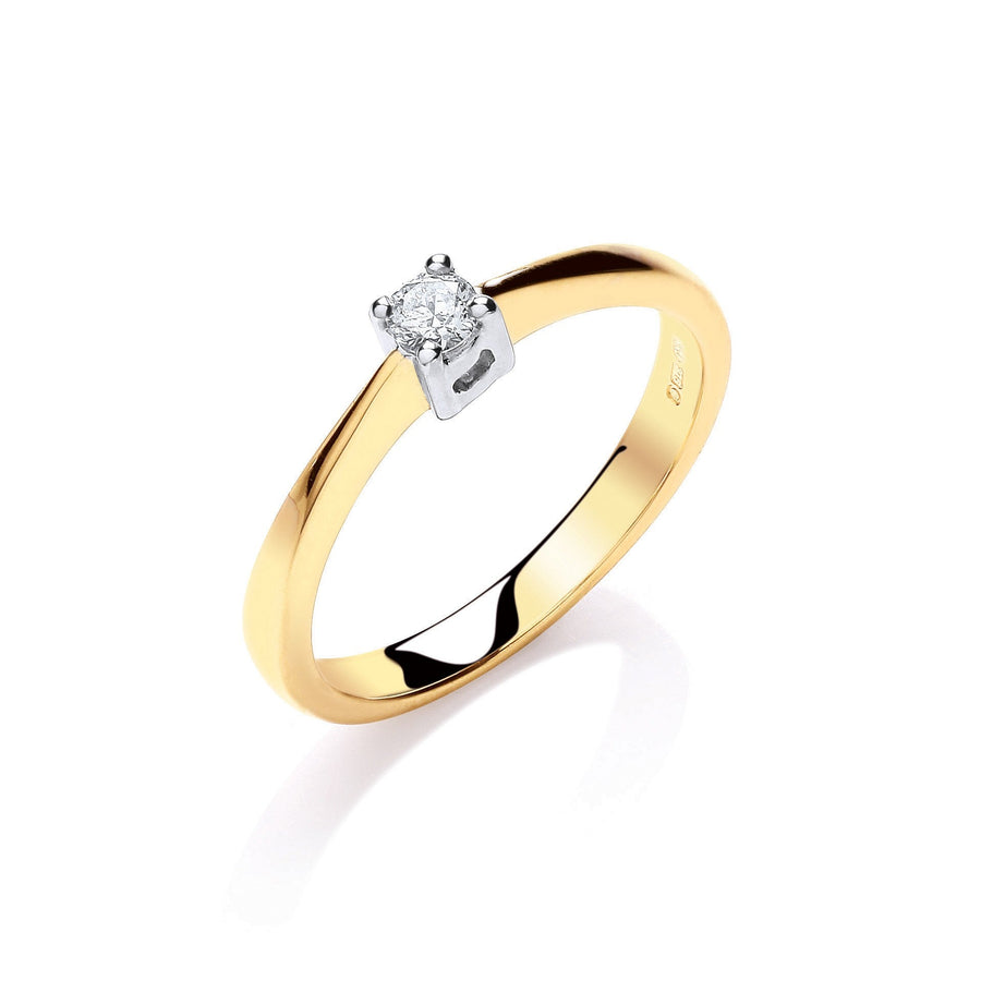 Diamond Solitaire Engagement Ring 0.15ct H-SI in 9K Yellow Gold - My Jewel World