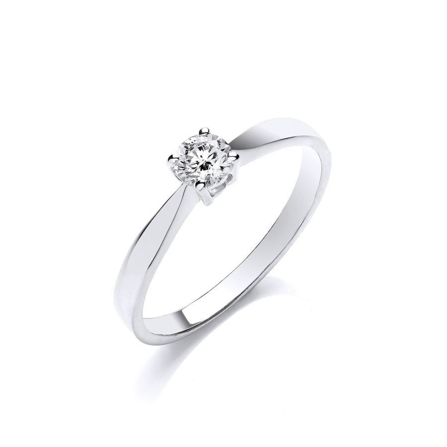 Diamond Solitaire Engagement Ring 0.25ct H-SI in 9K White Gold - My Jewel World