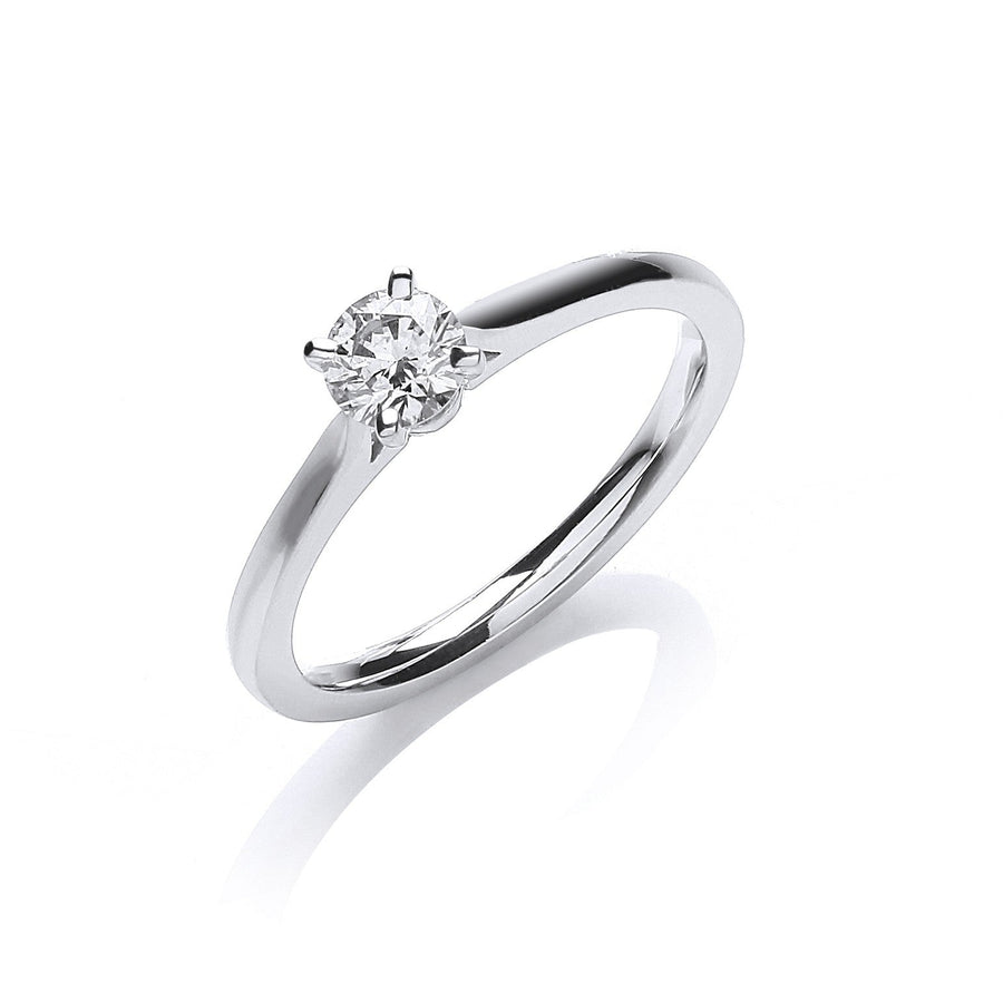 Diamond Solitaire Engagement Ring 0.30ct H-VS in 18K White Gold - My Jewel World