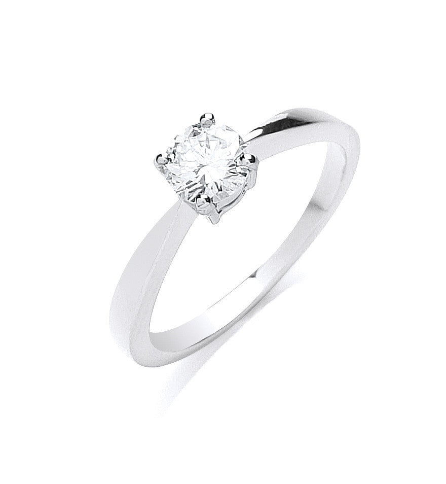 Diamond Solitaire Engagement Ring 0.50ct H-SI in 18K White Gold - My Jewel World
