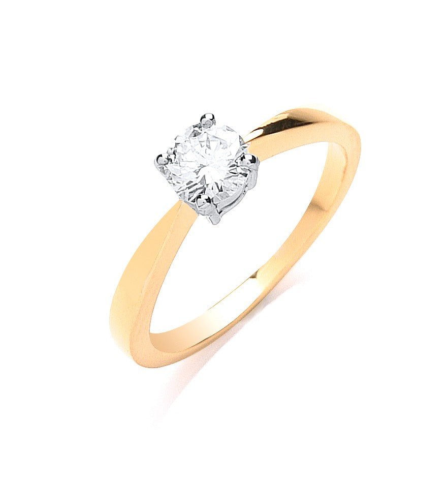 Diamond Solitaire Engagement Ring 0.50ct H-SI in 18K Yellow Gold - My Jewel World