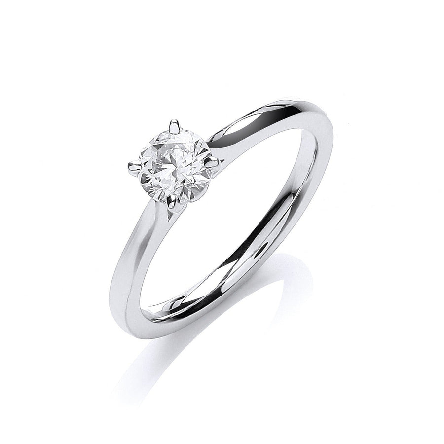 Diamond Solitaire Engagement Ring 0.50ct H-VS in 18K White Gold - My Jewel World