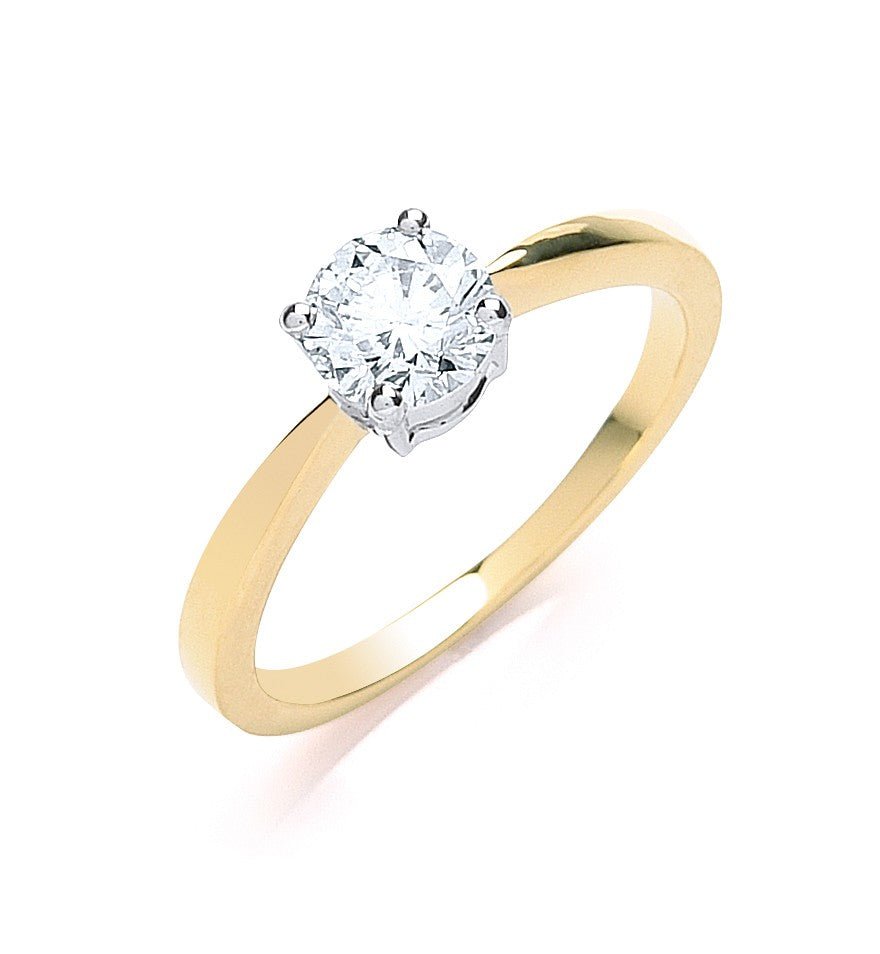 Diamond Solitaire Engagement Ring 0.70ct H-SI in 18K Yellow Gold - My Jewel World