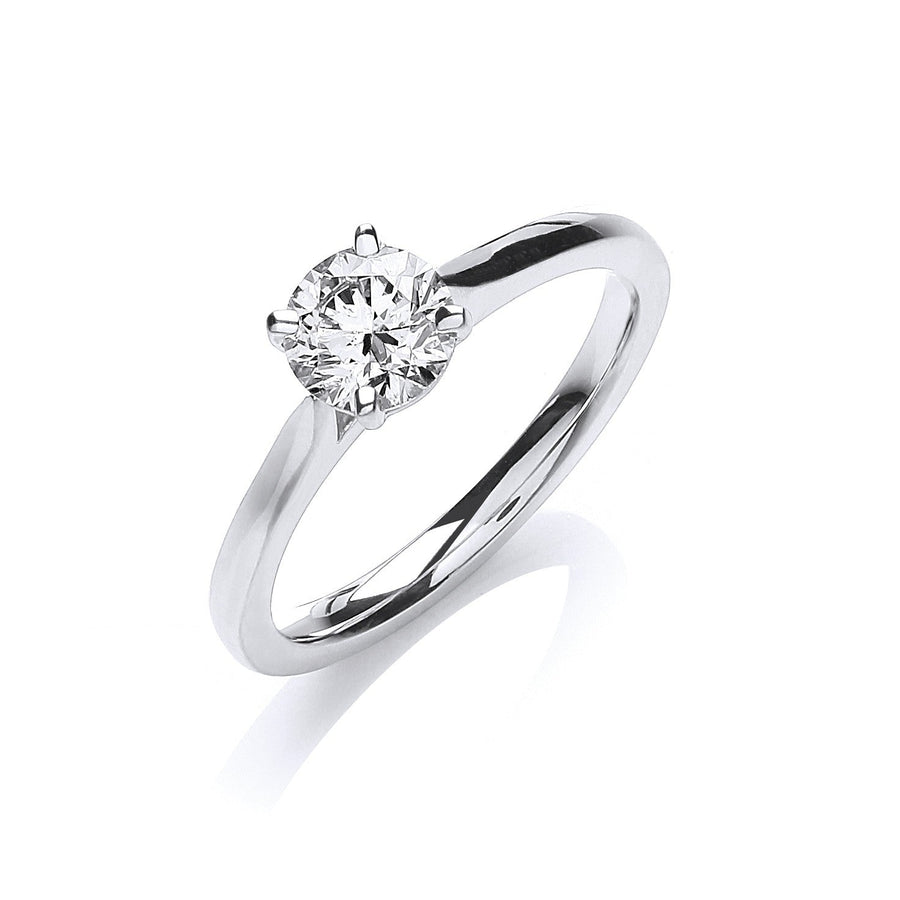 Diamond Solitaire Engagement Ring 0.70ct H-VS in 18K White Gold - My Jewel World