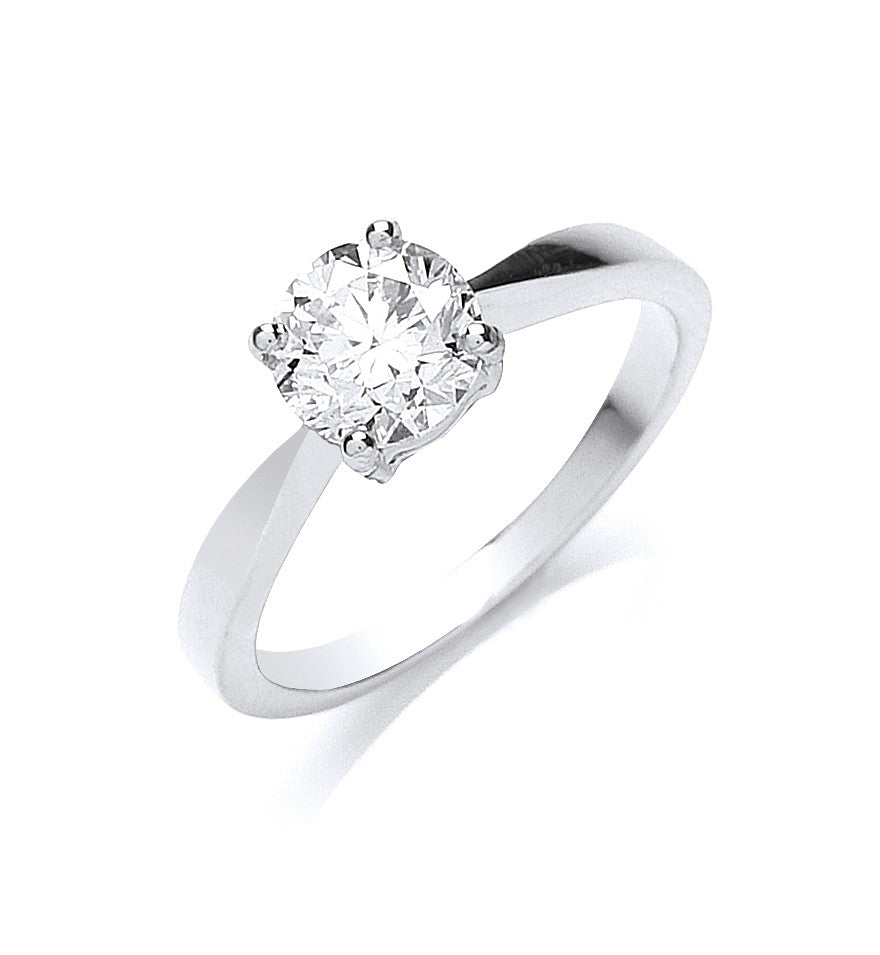 Diamond Solitaire Engagement Ring 1.00ct H-SI in 18K White Gold - My Jewel World