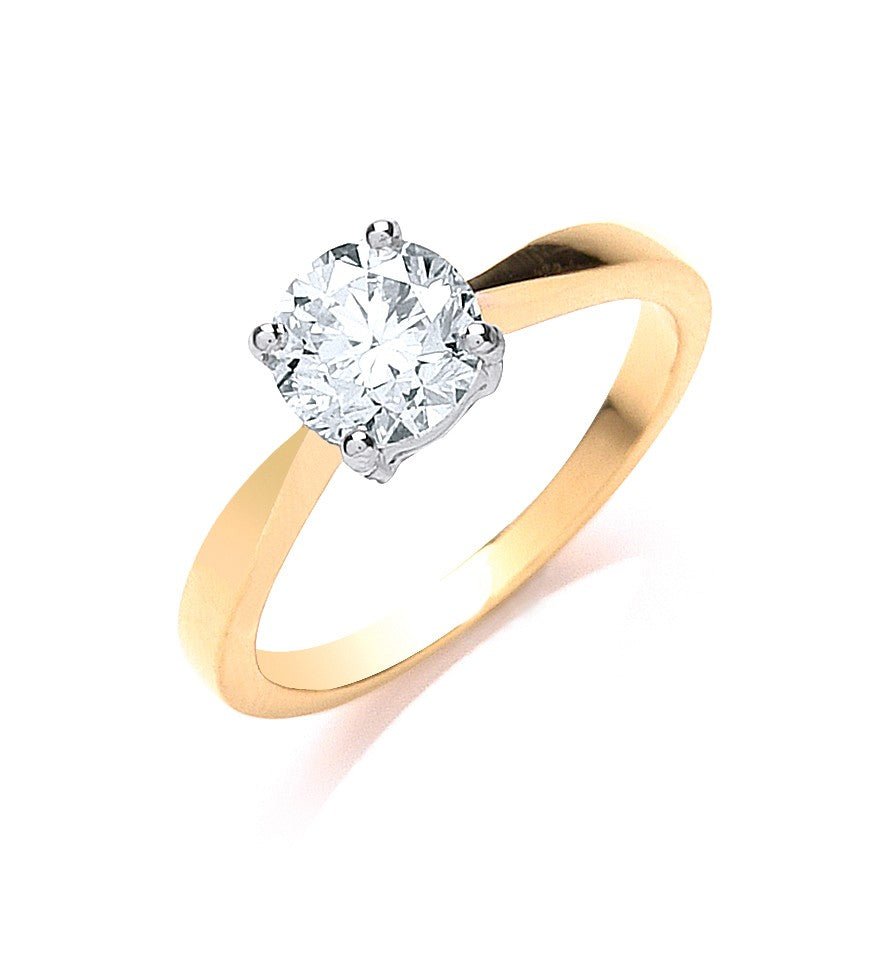 Diamond Solitaire Engagement Ring 1.00ct H-SI in 18K Yellow Gold - My Jewel World