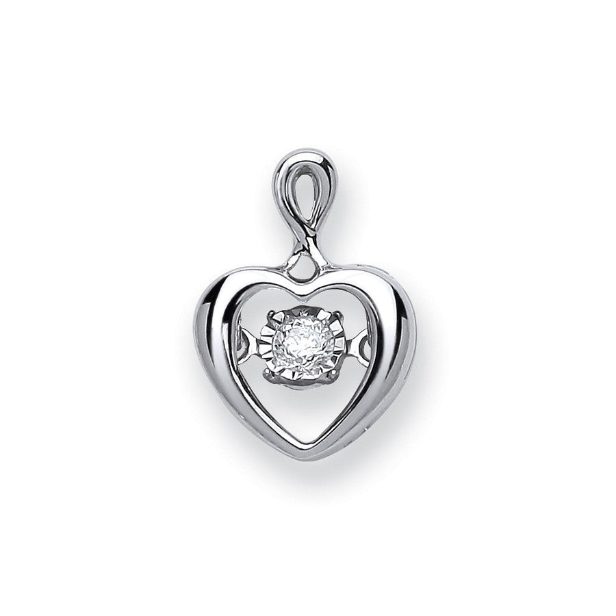Diamond Solitaire Heart Pendant Necklace 0.06ct H-SI in 9K White Gold - My Jewel World