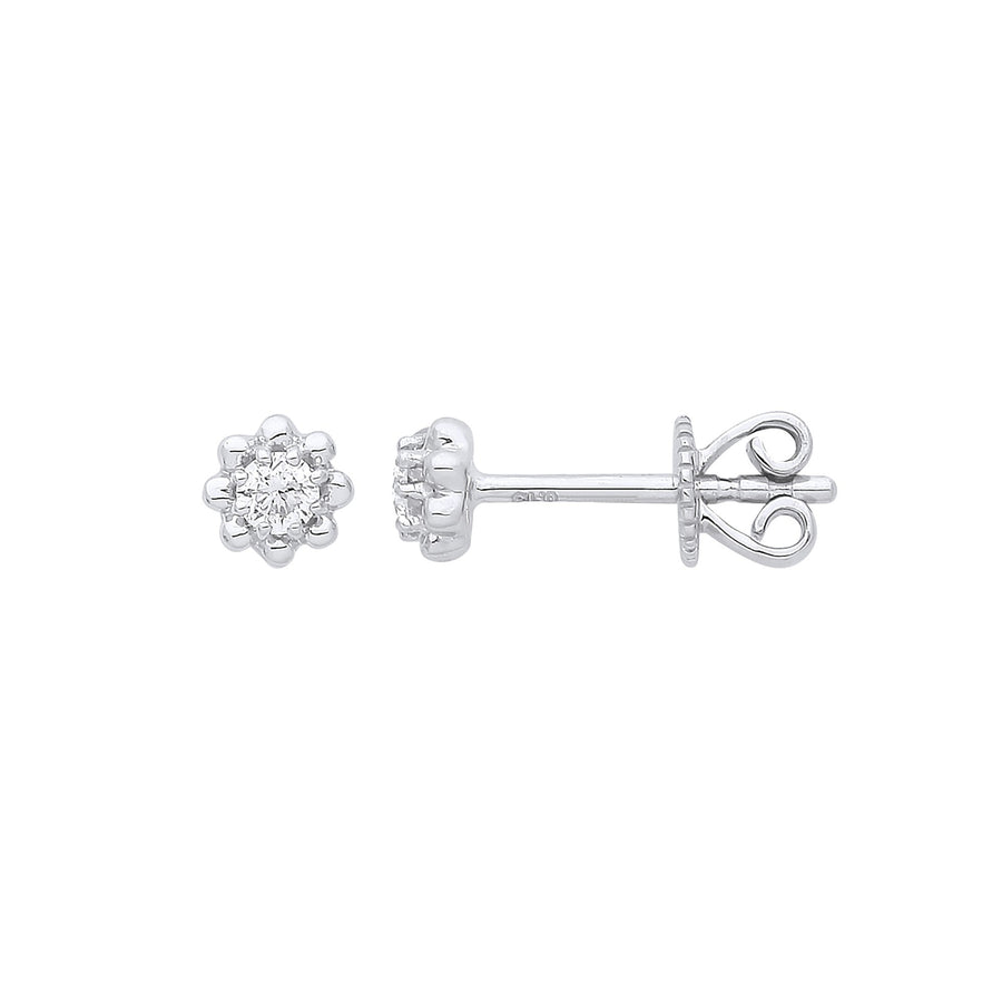 Diamond Solitaire Stud Earrings 0.13ct H-SI Quality 9K White Gold - My Jewel World