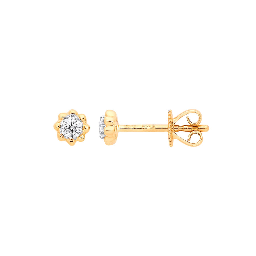 Diamond Solitaire Stud Earrings 0.13ct H-SI Quality 9K Yellow Gold - My Jewel World