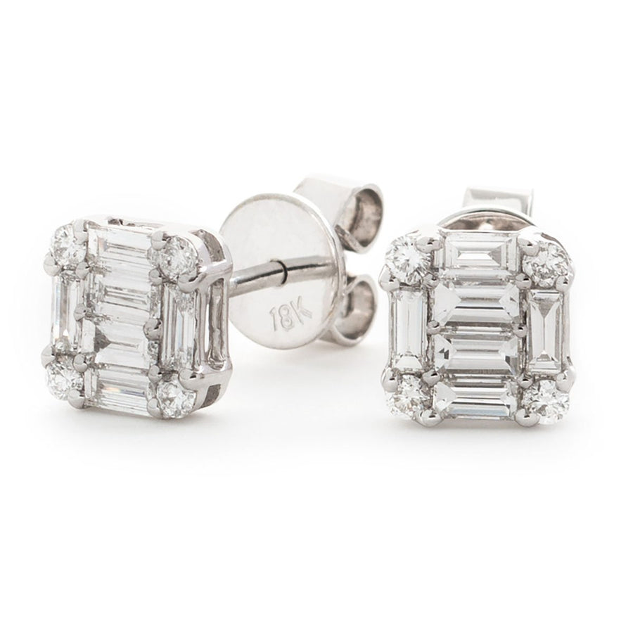 Diamond Square Shape Earrings 0.60ct F VS Quality in 18k White Gold - My Jewel World