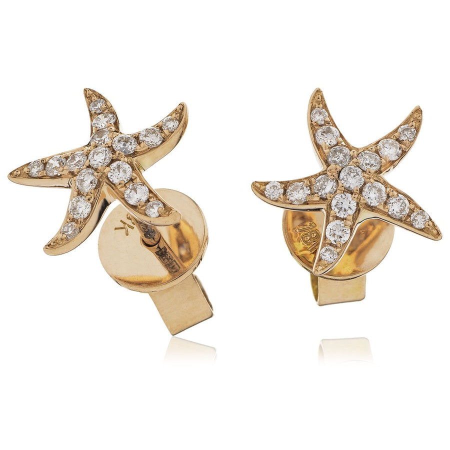 Diamond Star Fish Earrings 0.18ct F VS Quality in 18k Rose Gold - My Jewel World