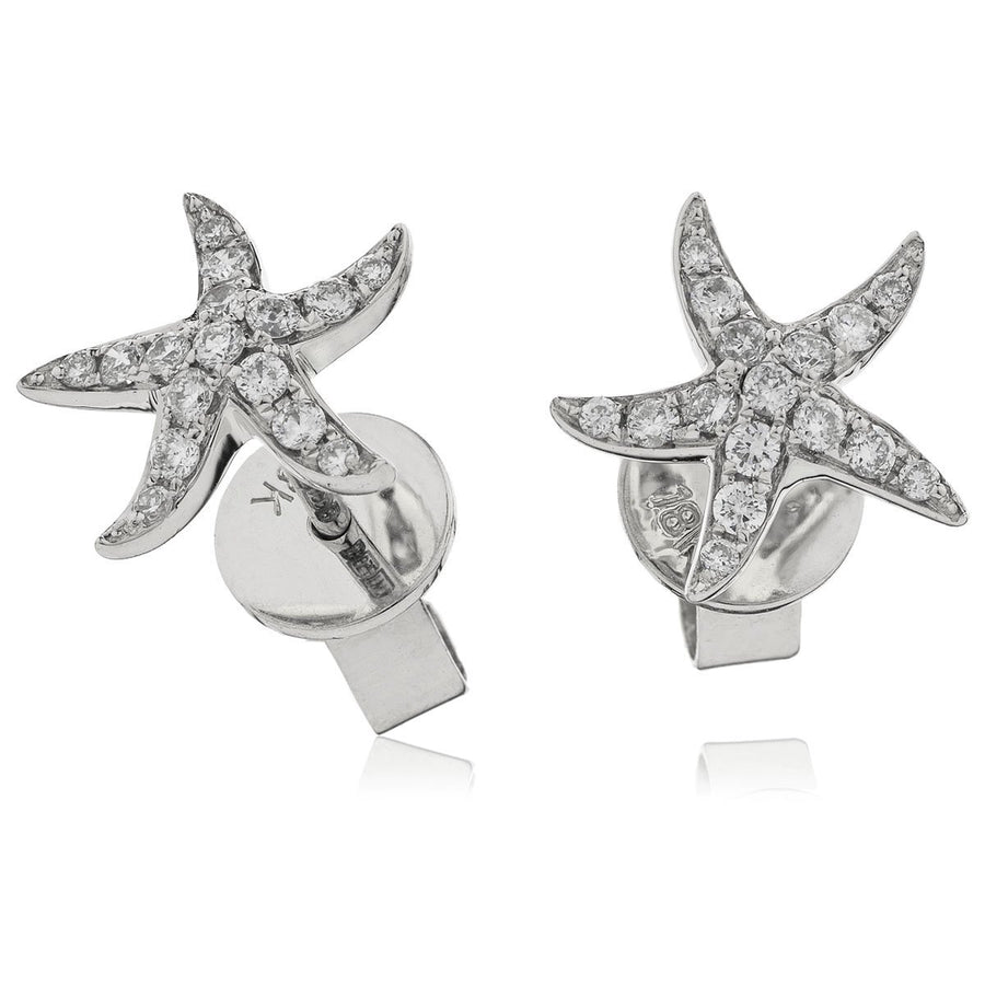 Diamond Star Fish Earrings 0.18ct F VS Quality in 18k White Gold - My Jewel World