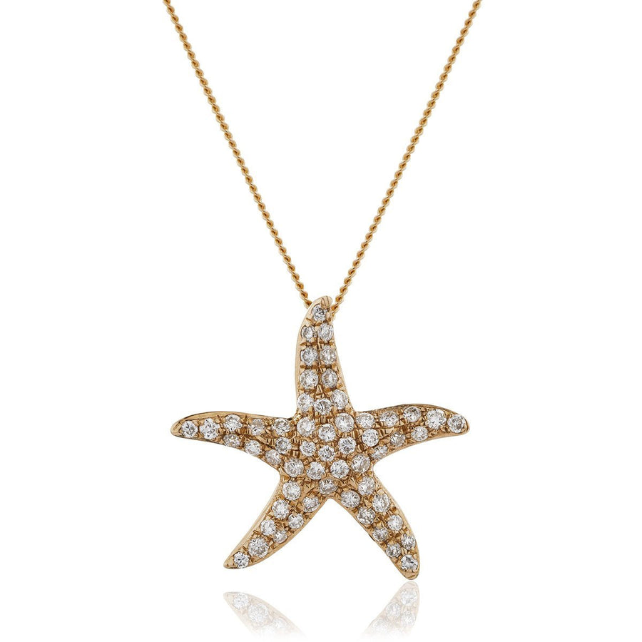 Diamond Star Fish Necklace 0.25ct F VS Quality in 18k Rose Gold - My Jewel World