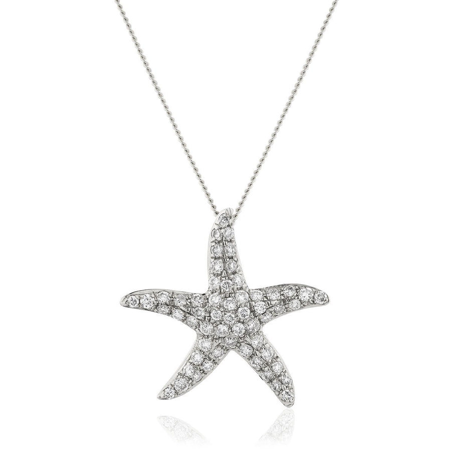 Diamond Star Fish Necklace 0.25ct F VS Quality in 18k White Gold - My Jewel World
