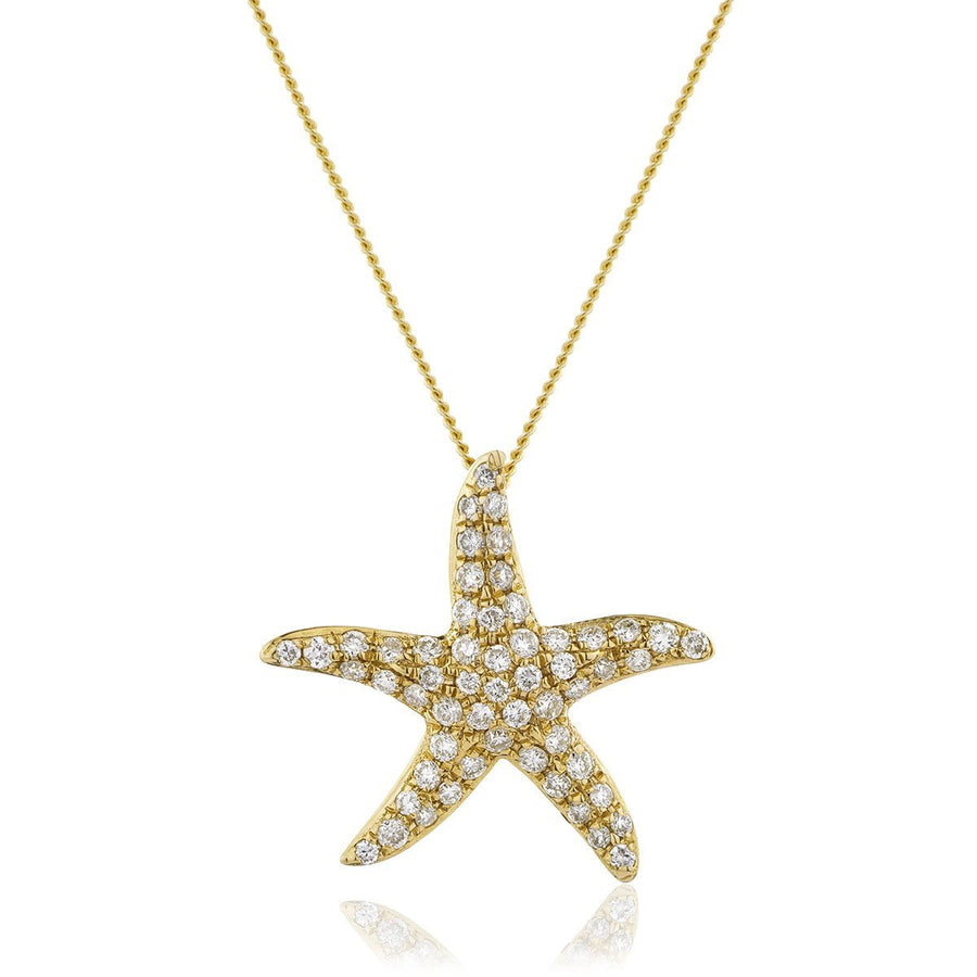 Diamond Star Fish Necklace 0.25ct F VS Quality in 18k Yellow Gold - My Jewel World