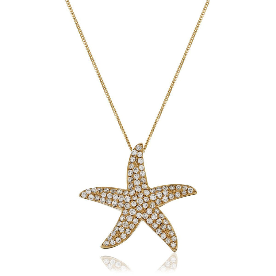 Diamond Star Fish Necklace 0.45ct F VS Quality in 18k Rose Gold - My Jewel World