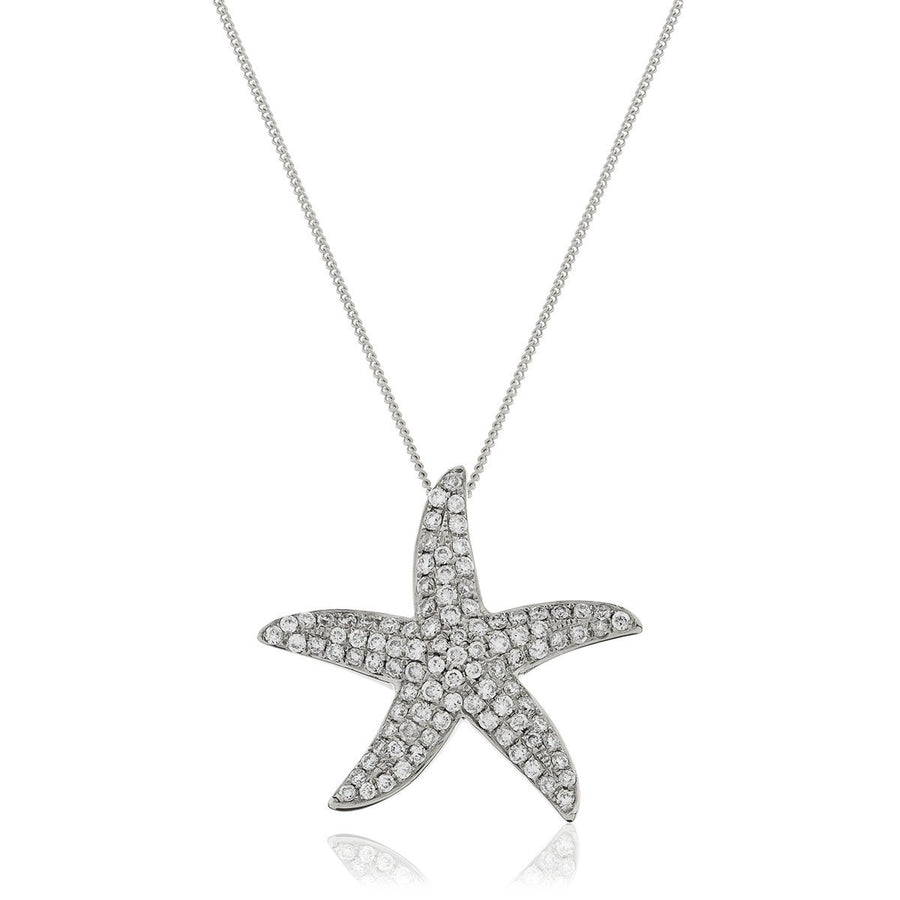 Diamond Star Fish Necklace 0.45ct F VS Quality in 18k White Gold - My Jewel World