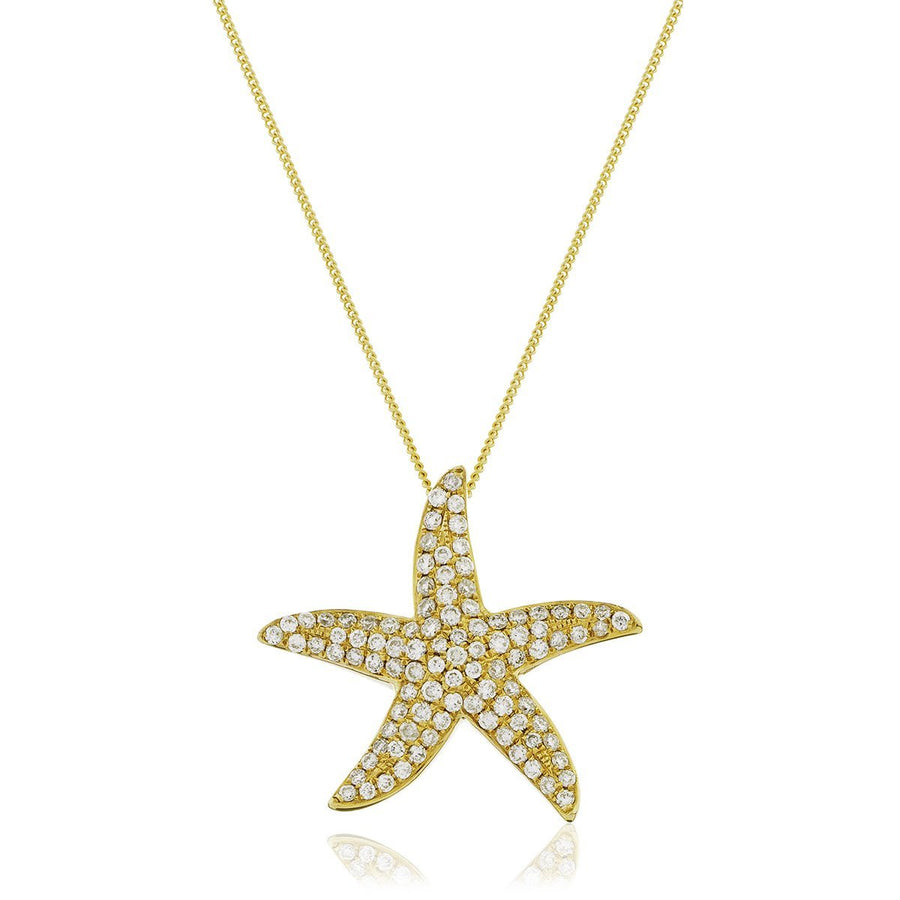 Diamond Star Fish Necklace 0.45ct F VS Quality in 18k Yellow Gold - My Jewel World