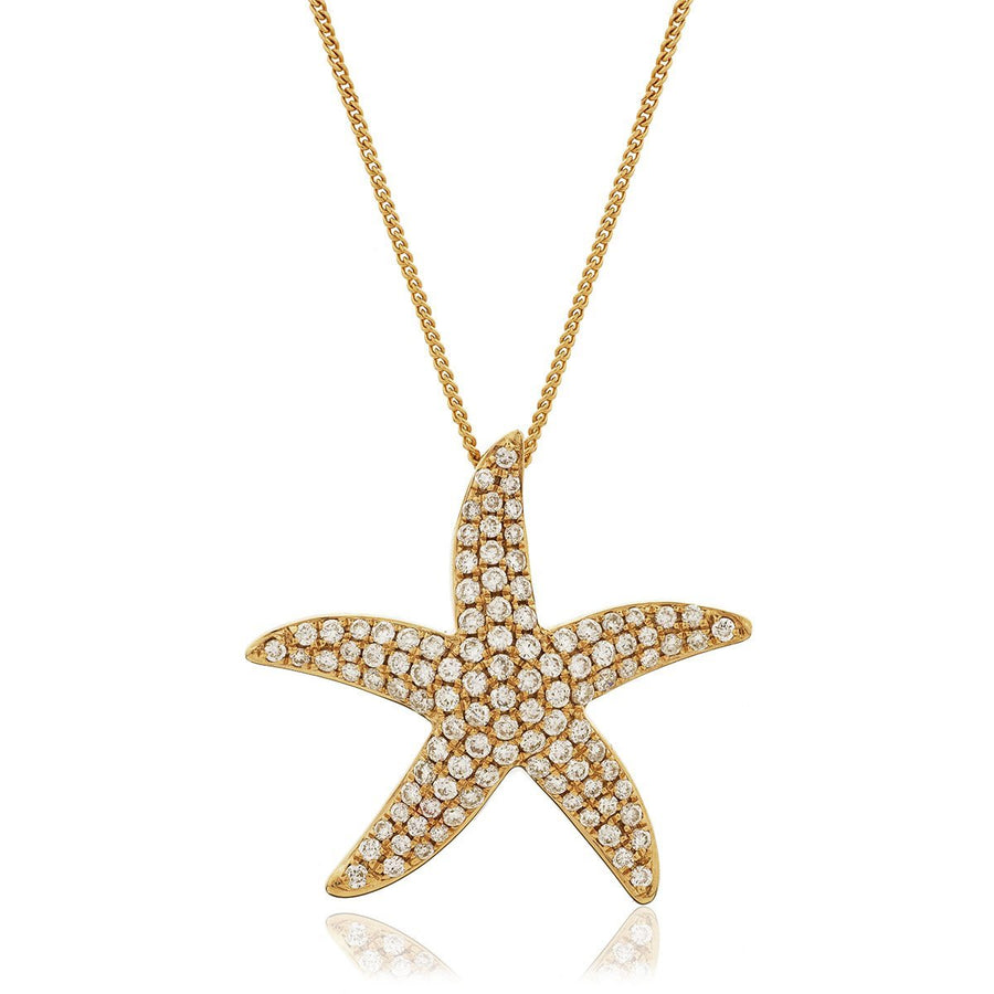 Diamond Star Fish Necklace 0.70ct F VS Quality in 18k Rose Gold - My Jewel World