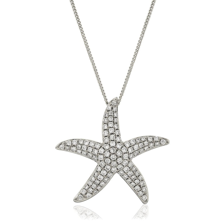 Diamond Star Fish Necklace 0.70ct F VS Quality in 18k White Gold - My Jewel World