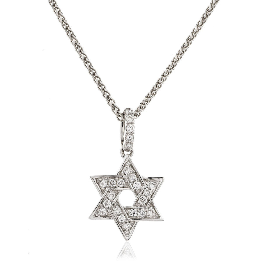 Diamond Star of David Necklace 0.12ct F VS Quality in 18k White Gold - My Jewel World