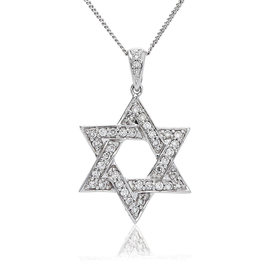 Diamond Star of David Necklace 0.66ct G SI Quality in 9k White Gold - My Jewel World