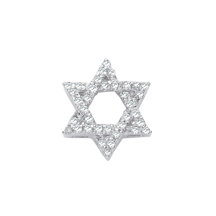 Diamond Star of David Pendant Necklace 0.10ct H-SI in 9K White Gold - My Jewel World