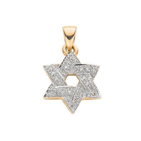 Diamond Star of David Pendant Necklace 0.15ct H-SI in 9K Yellow Gold - My Jewel World