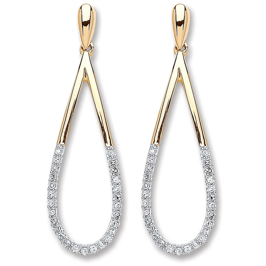 Diamond Tear Drop Earrings 0.15ct H-SI Quality 9K Set in Yellow Gold - My Jewel World