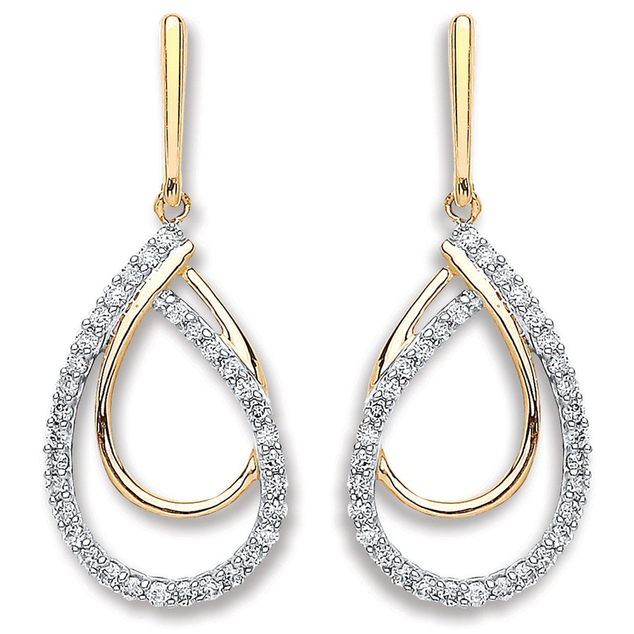Diamond Tear Drop Earrings 0.20ct H-SI Quality 9K Set in Yellow Gold - My Jewel World