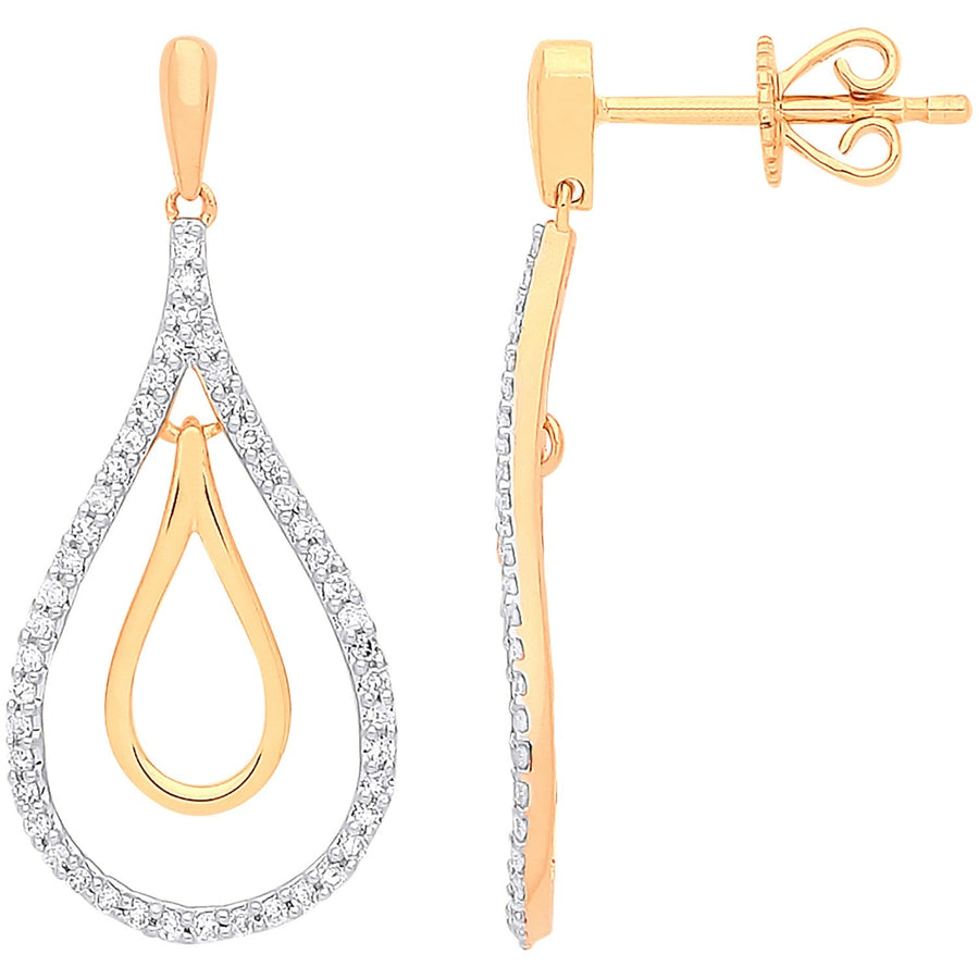 Diamond Tear Drop Earrings 0.25ct H-SI Quality 9K Set in Yellow Gold - My Jewel World