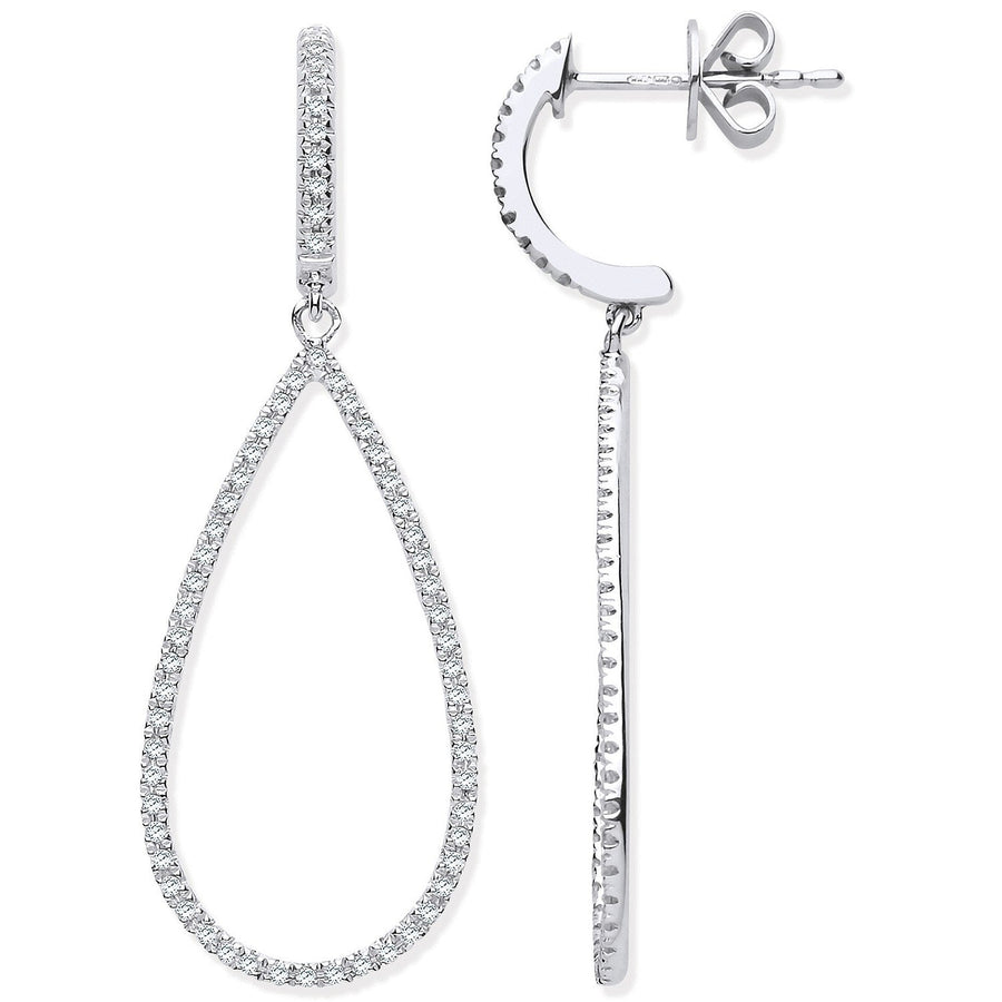 Diamond Tear Drop Earrings 0.35ct H-SI Quality 9K Set in White Gold - My Jewel World