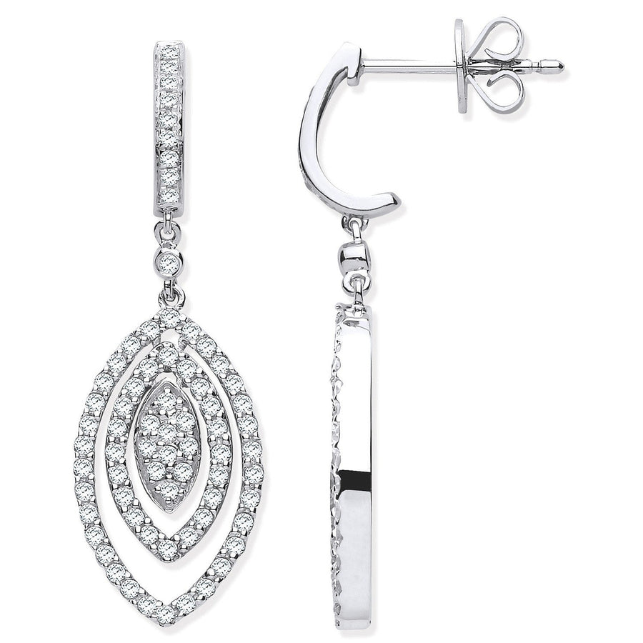 Diamond Tear Drop Earrings 1.00ct H-SI Quality 9K Set in White Gold - My Jewel World